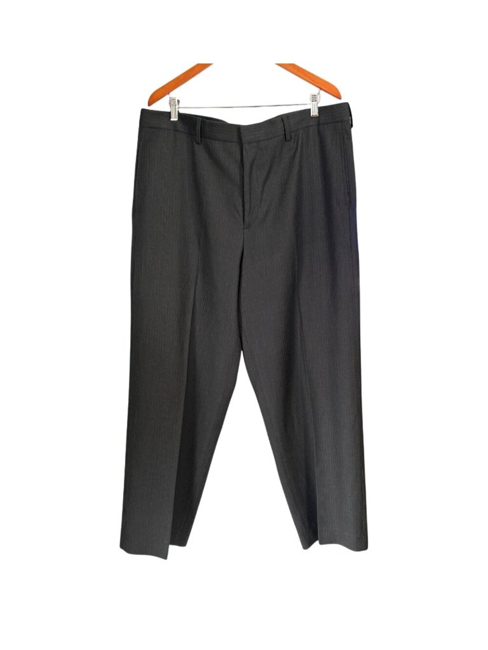 Structure Mens Dress Pants 38x30 Pinstripe Black Polyester/Viscose Trousers